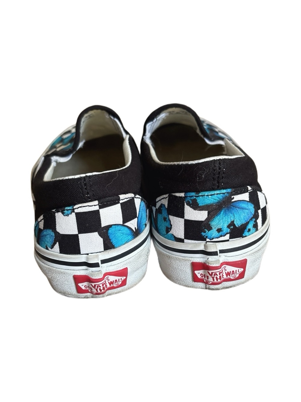 Vans Slip-On Canvas Butterfly Blue Black White Skater Girl Grunge Y2K Size 6.5 - Picture 3 of 4